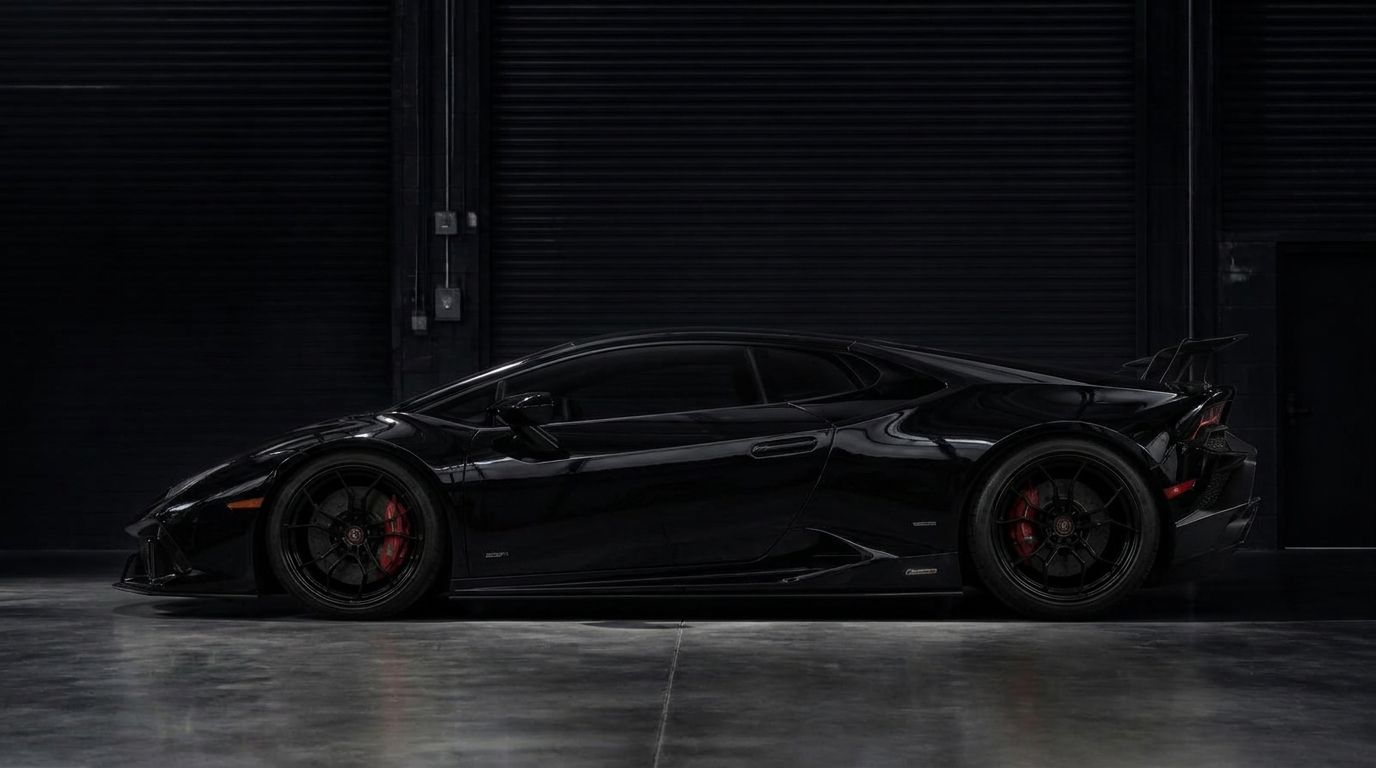 Lamborghini Huracán finished in gloss black vinyl wrap